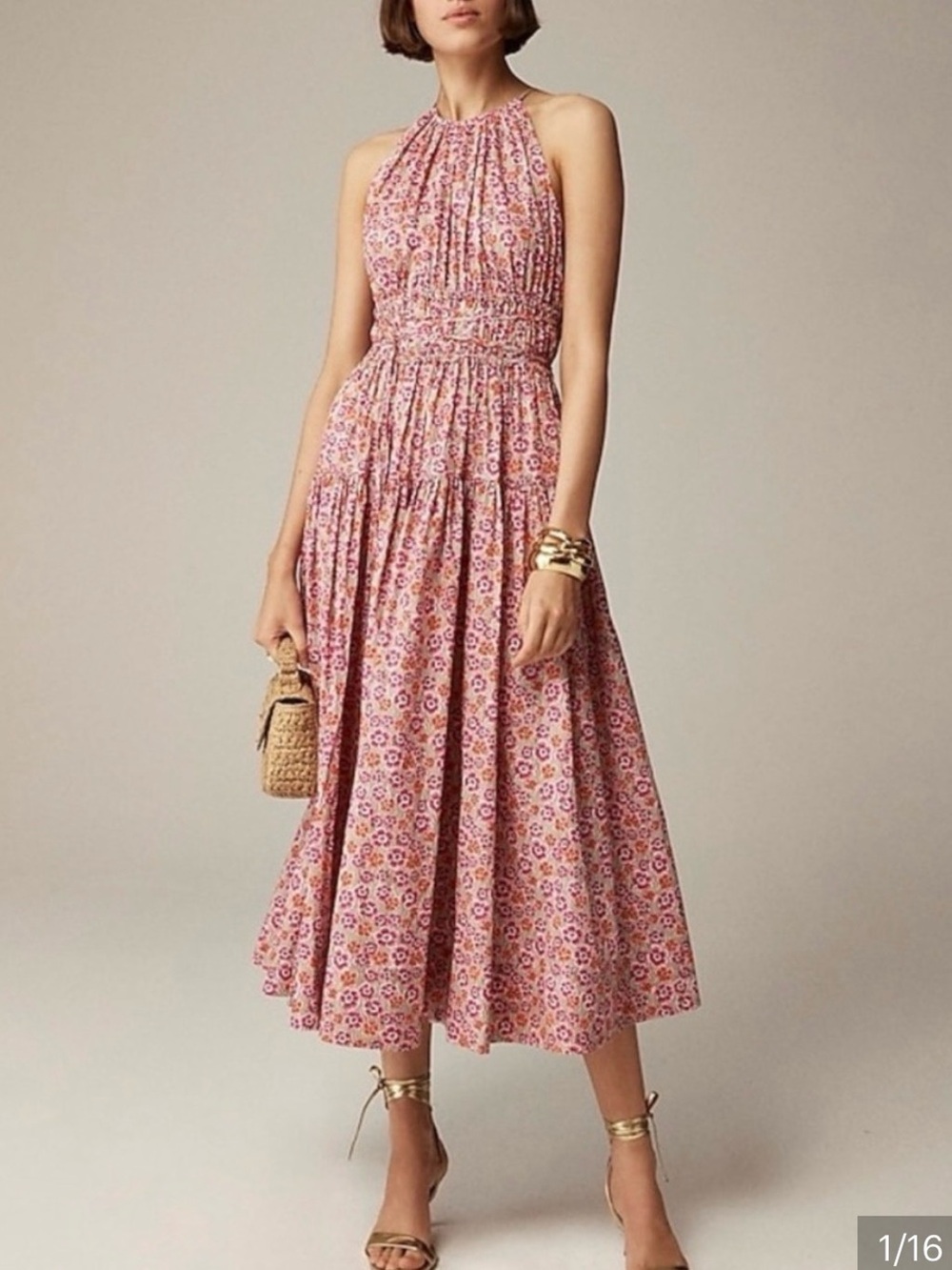 J Crew Tie Waist Halter Dress - Liberty Ellie Print, Size Large